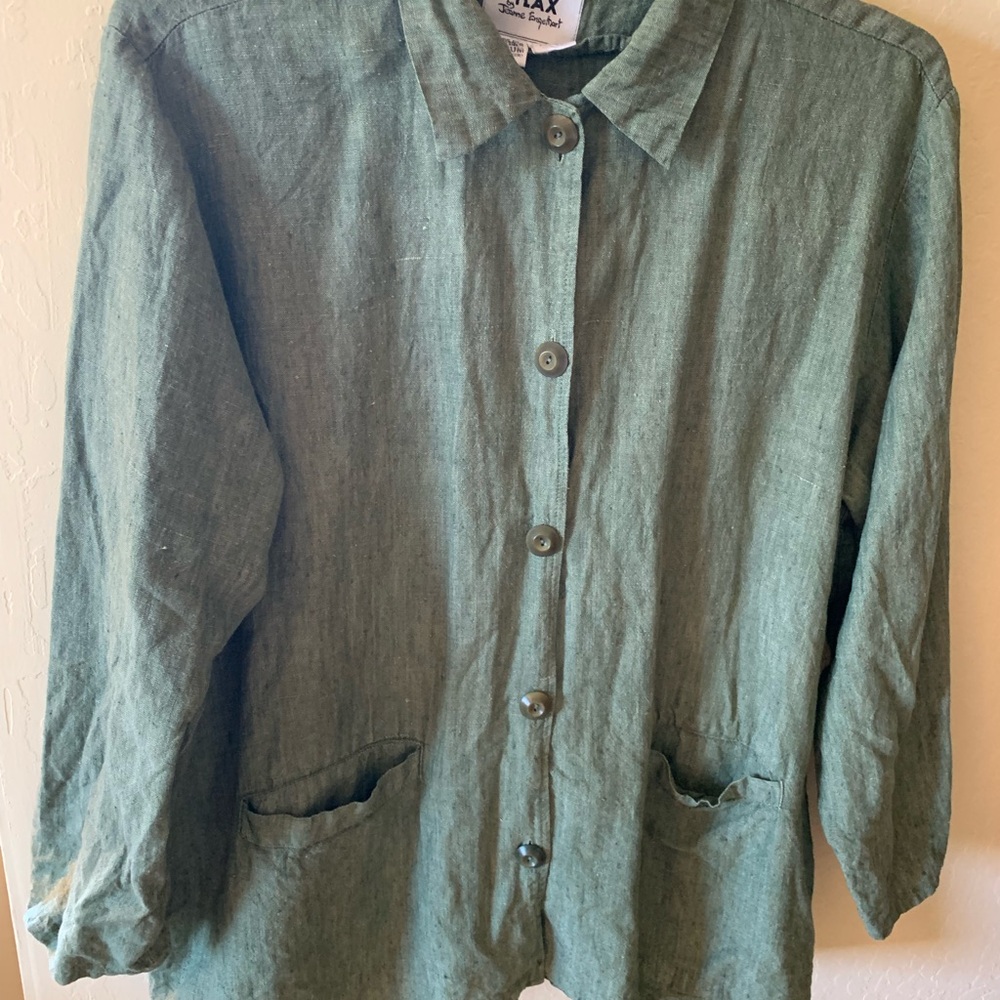 Flax by Diane Engelhart Green Utility Jacket size M